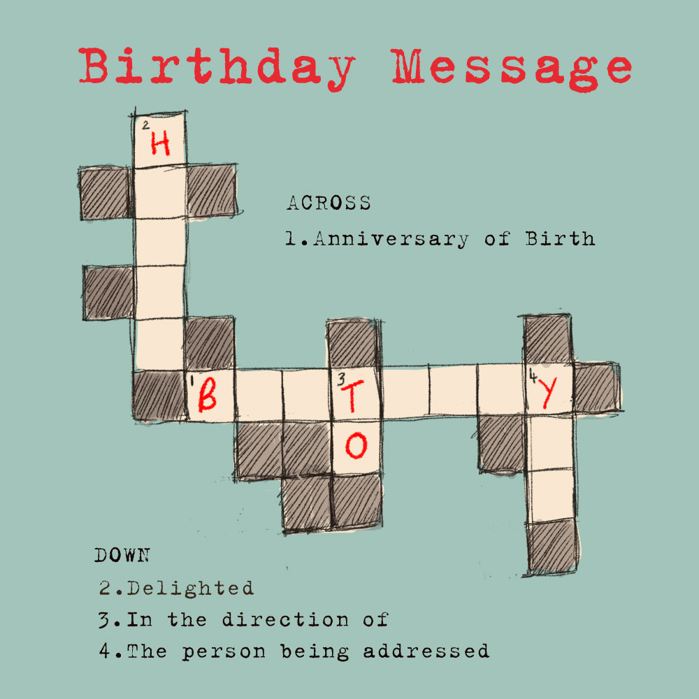 'Happy Birthday Crossword' Greetings Card Poet & Painter