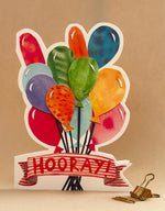 'Balloons Hooray' Cut Out Greetings Card