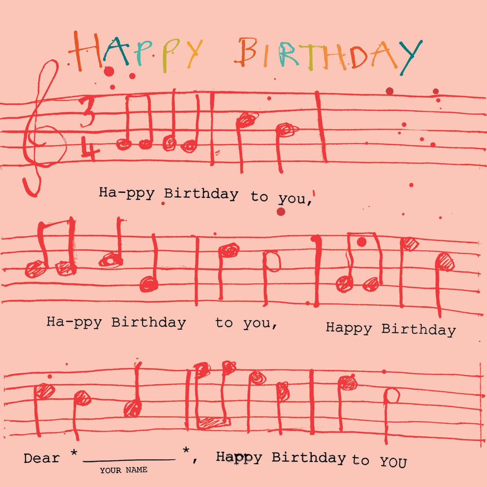 'Pink Birthday Score ' Greetings Card