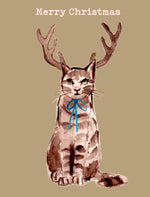 'Antler Cat' Mini Greetings Card