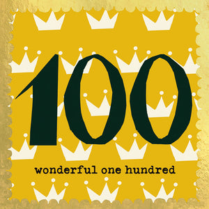 'Wonderful One Hundred' 100th Birthday Greetings Card