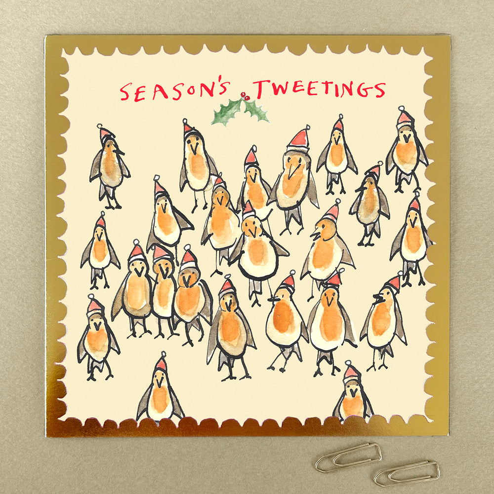'Little Robins Tweeting' Pizazz Greetings Card