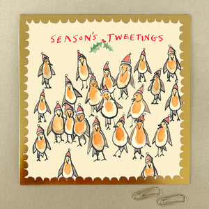 'Little Robins Tweeting' Pizazz Greetings Card