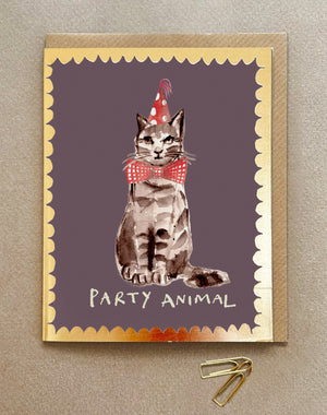 'Party Animal' Cat Greetings Card