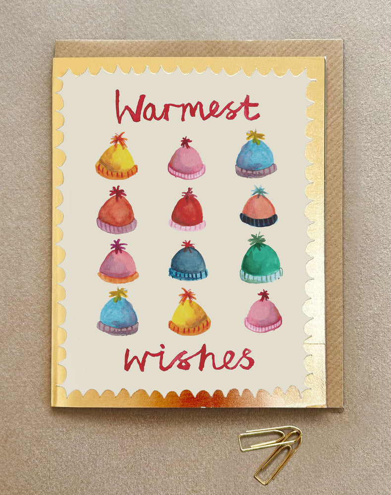 'Warmest Wishes Bobble Hats' Greetings Card