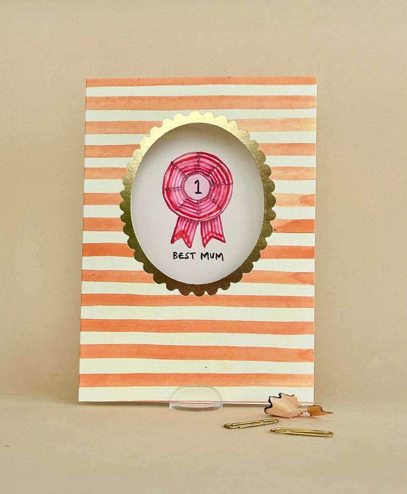 'Best Mum Rosette' Greetings Card