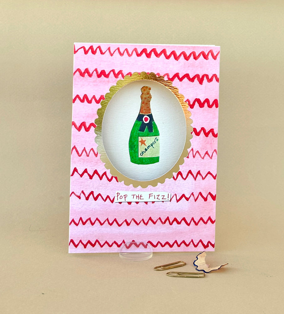 'Pop The Fizz' Greetings Card