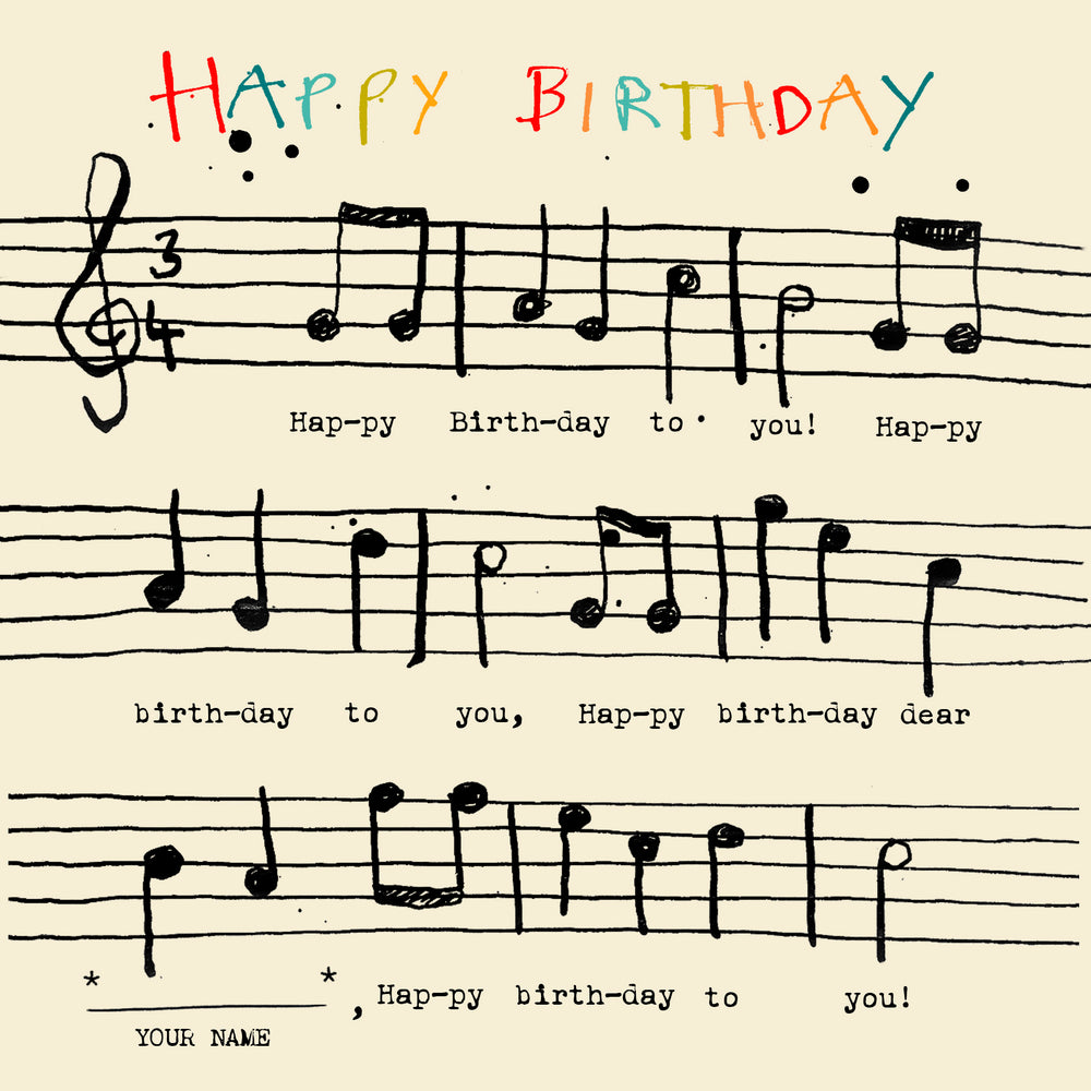 'Happy Birthday Music' Birthday Card