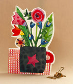 'Vase of Flowers' Cut Out Greetings Card