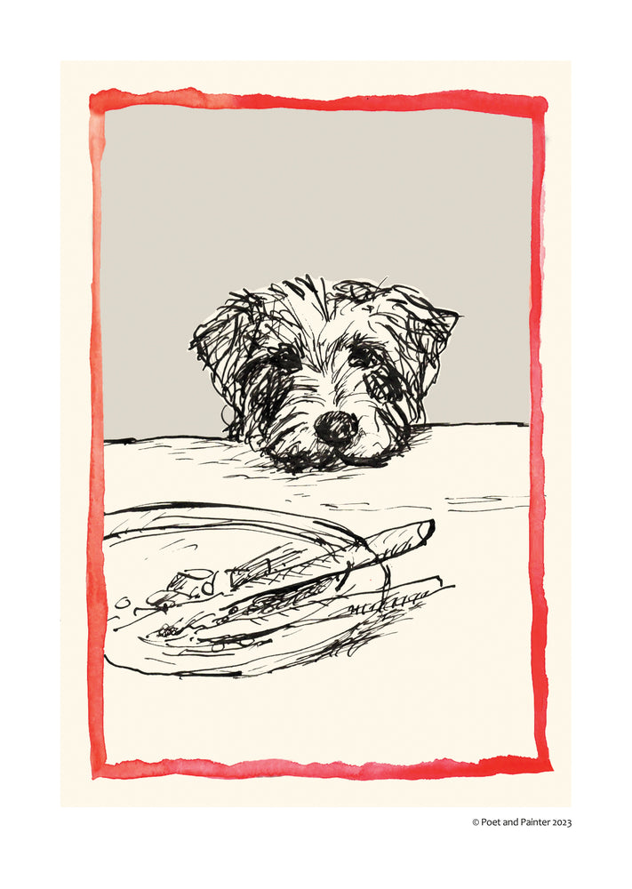 'Dog with Plate' Art Print