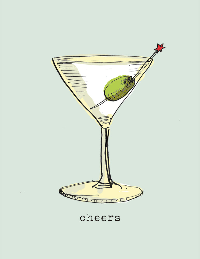 ' Cheers Martini ' Mini Greetings Card