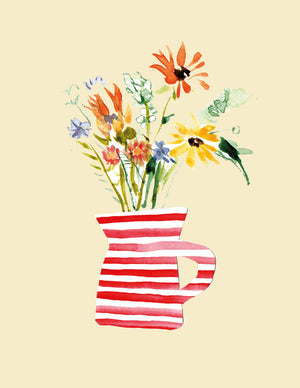 ' Flower Jug ' Mini Greetings Card