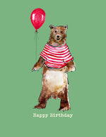 ' Bear With Balloon ' Mini Greetings Card