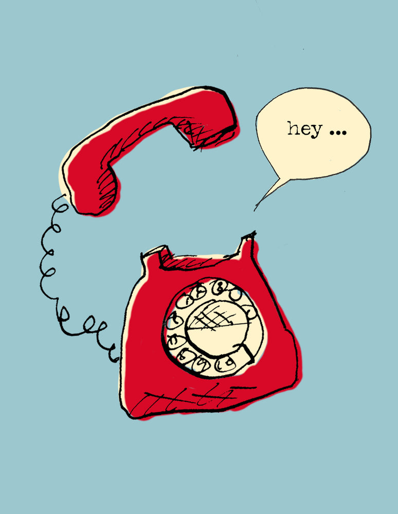 ' Hey. Telephone ' Mini Greetings Card