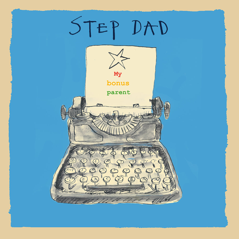 Step Dad Writing 'Step Dad Typewriter' Greetings Card – Poet & Painter