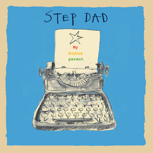 'Step Dad Typewriter' Greetings Card
