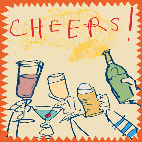 'Cheers Glasses' Greetings Card