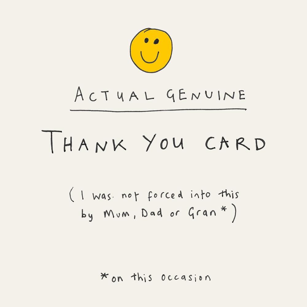 Yellow Smiley on white Thank You card