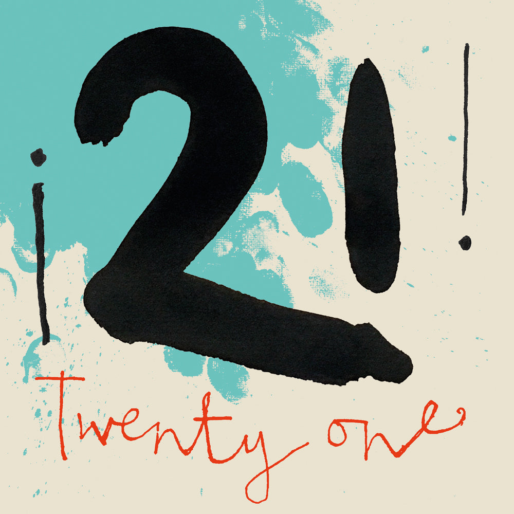 Twenty First Birthday, Greetings card, Calligraphy, Miroesque colours