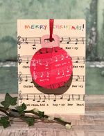 'We Wish You a Merry Christmas Score Christmas POP-UP Bauble card