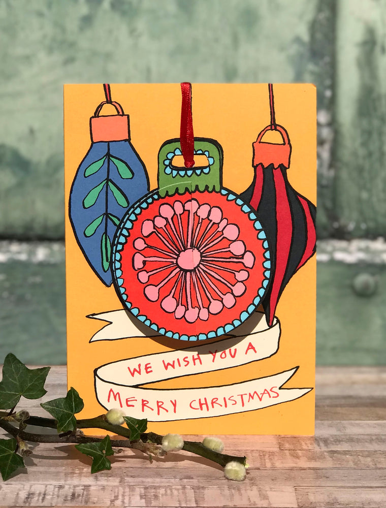 'Merry Christmas -  Ornate' Christmas POP-UP Bauble card