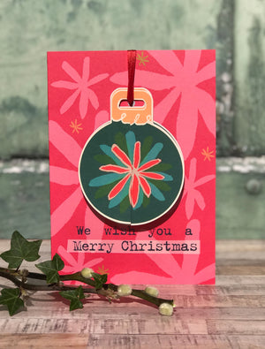 
                
                    Load image into Gallery viewer, &amp;#39;Merry Christmas Floral&amp;#39; Christmas POP-UP Bauble card
                
            