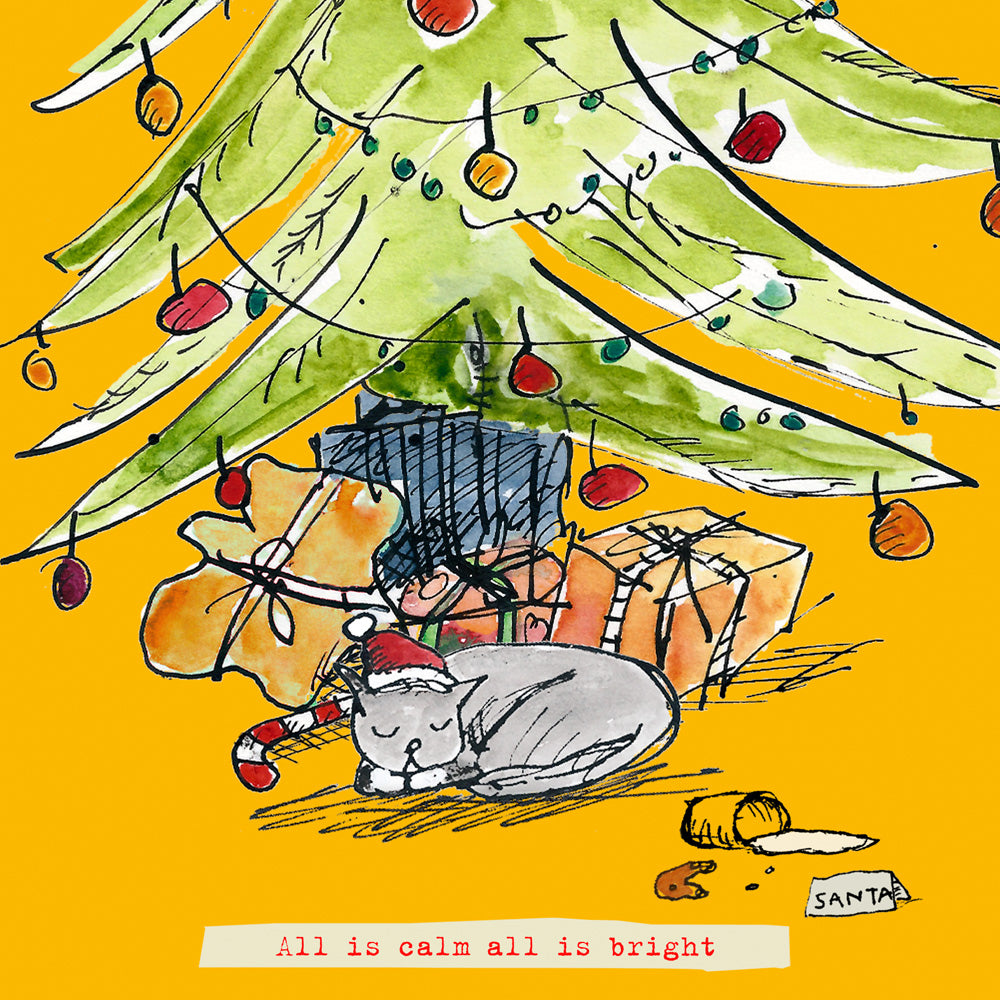 'Christmas Tree Cat' Christmas Greetings Card