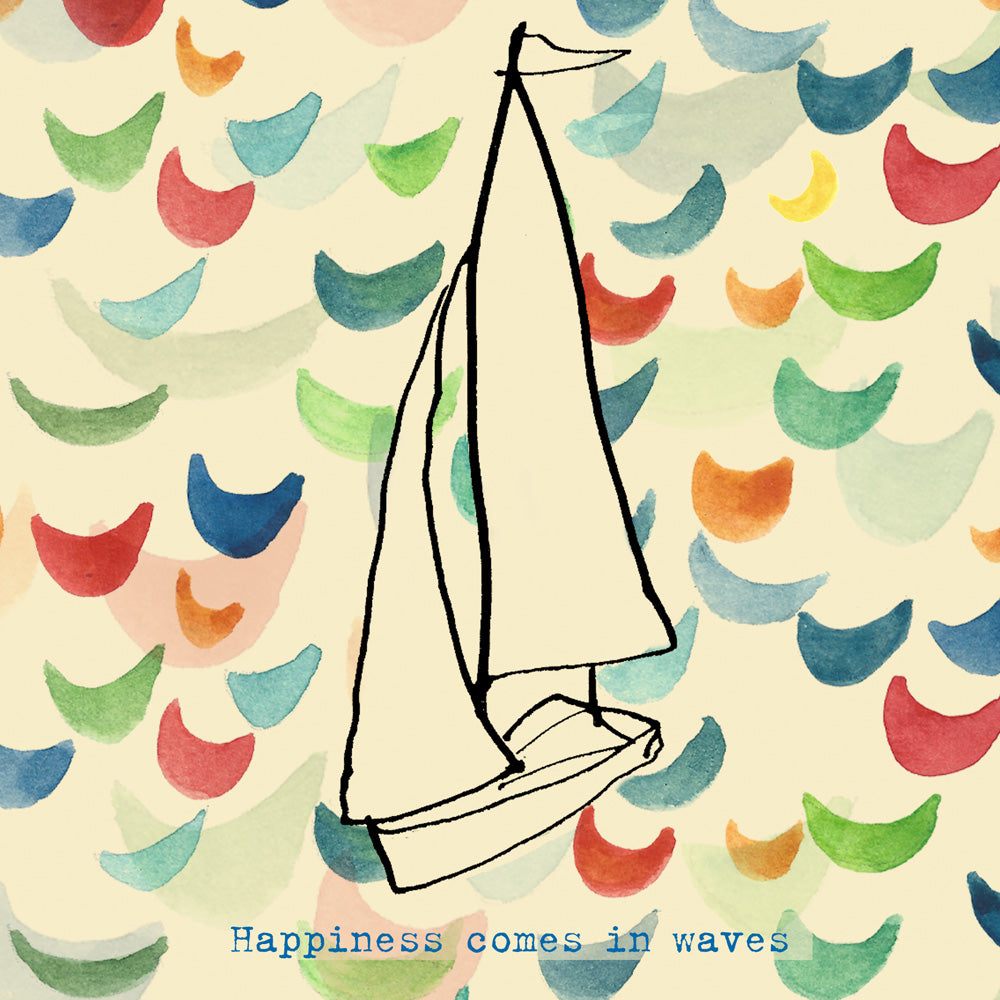 'Happiness Comes in Waves' Greetings Card