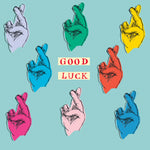 'Good Luck Multicoloured Fingers Crossed' Greetings Card