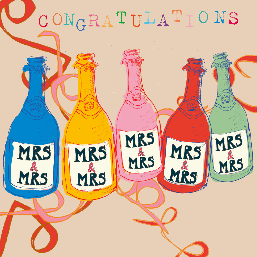 'Mrs and Mrs Champagne' Greetings Card