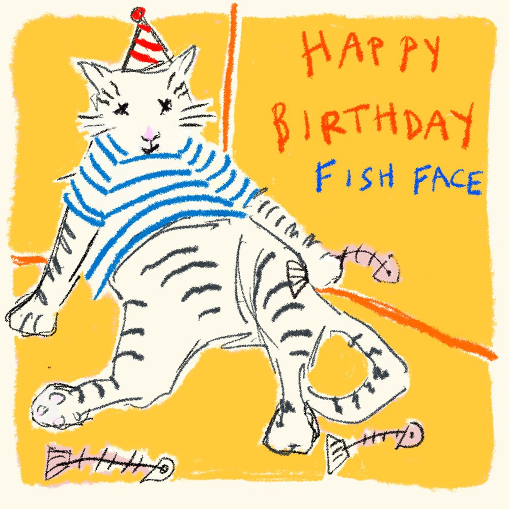Happy Birthday Fish Face! Greetings Card