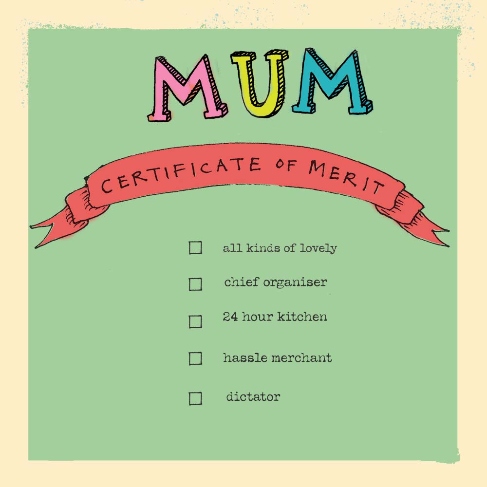 Mum 'Certificate of Merit' Greetings Card