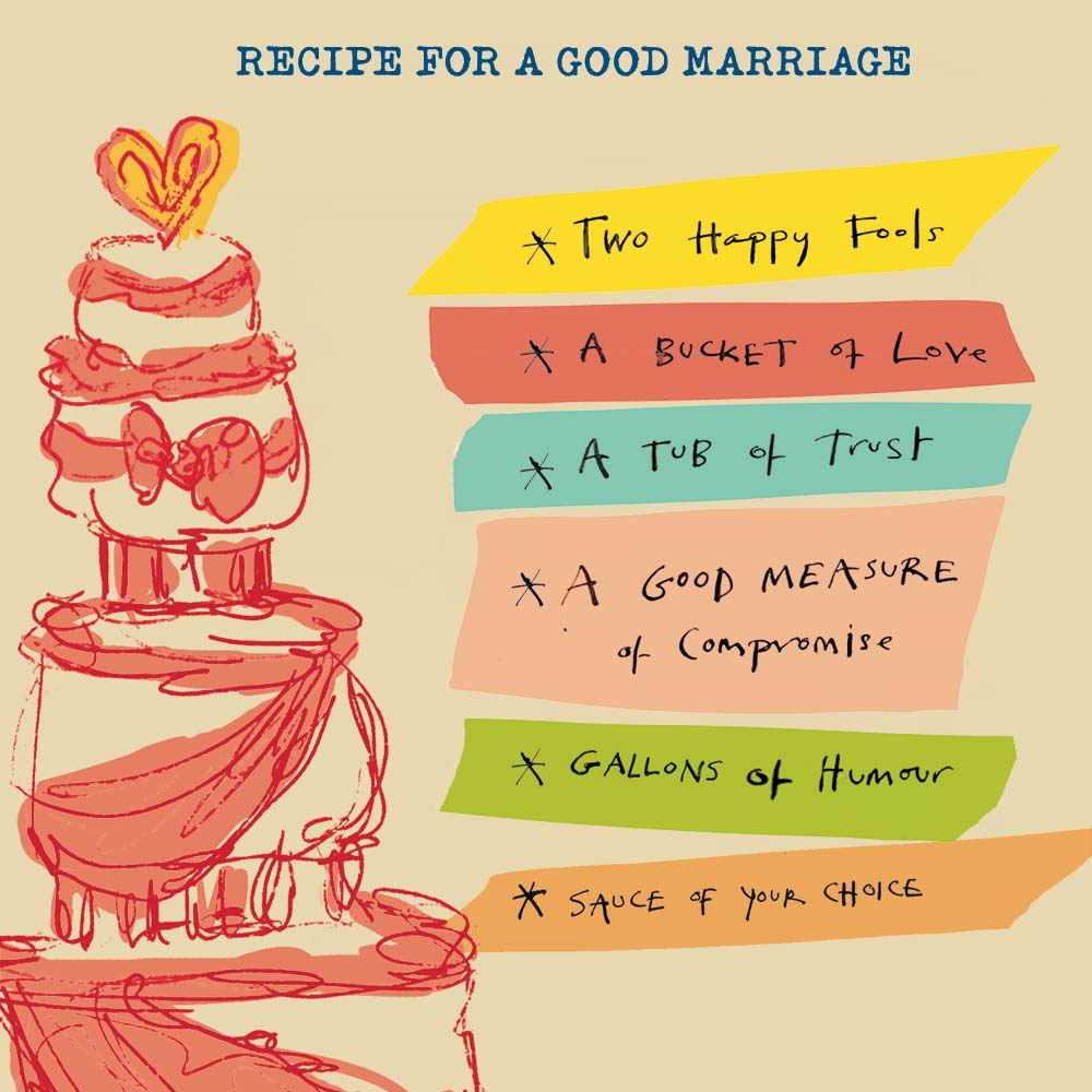'Recipe for a Good Marriage' Greetings Card