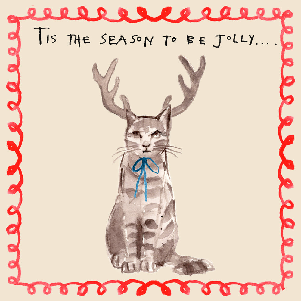 'Tis The Season Cat Antlers' Christmas Card