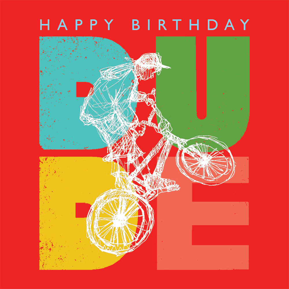 'Dude Bike' Greetings Card