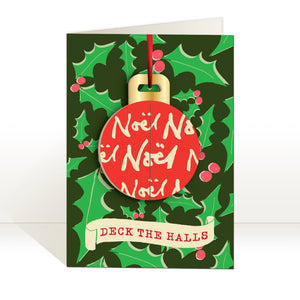 'Deck the Halls' Christmas POP-UP Bauble card
