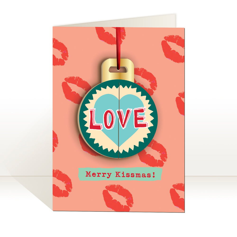 'Merry Kissmas' Christmas POP-UP Bauble card