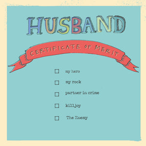 'Husband Certificate of Merit' Greetings Card