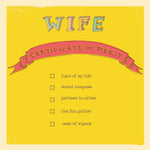 'Wife Certificate of Merit' Greetings Card