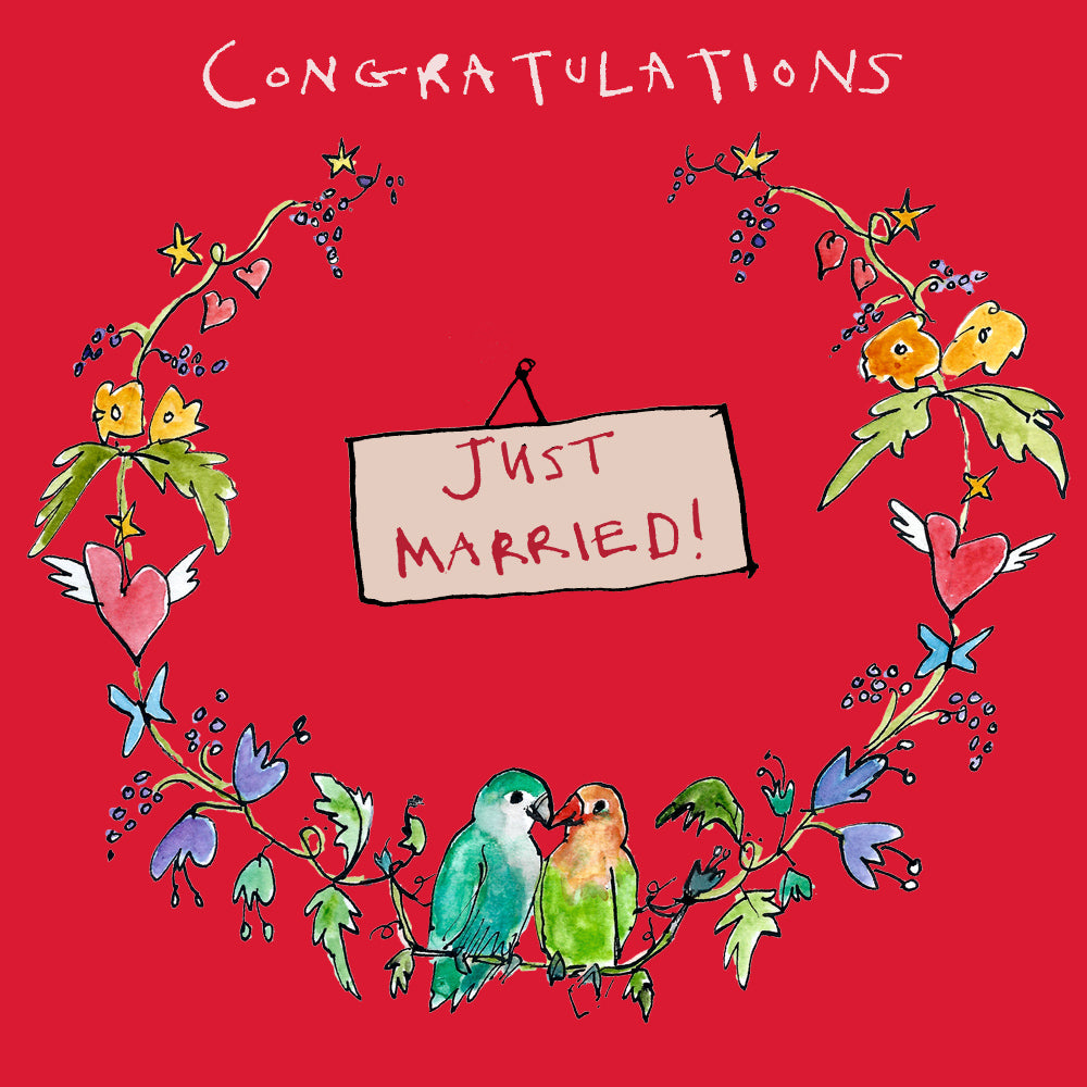 'Just Married' Greetings Card, Garland