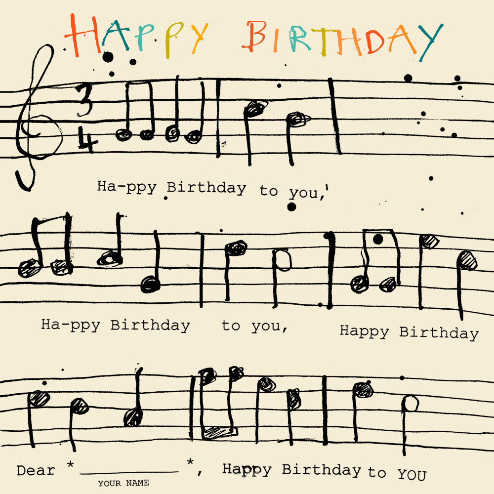 'Happy Birthday Music' Birthday Card