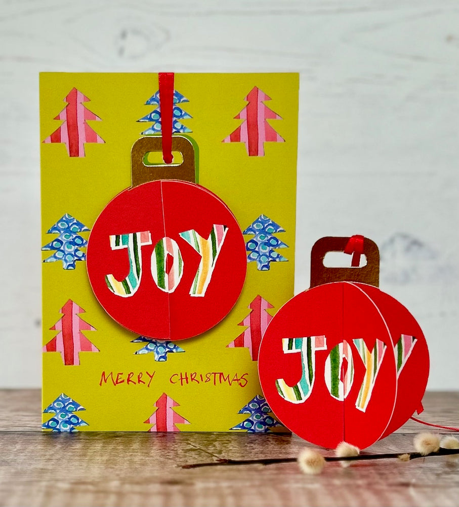 'Joy' Christmas POP-UP Bauble card